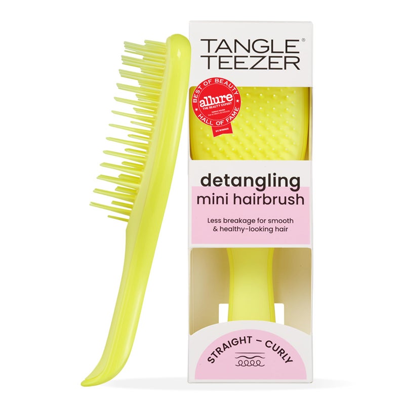 Tangle Teezer Ultimate Detangler Brush, Eliminates Knots & Reduces Breakage, Travel-Size Mini Hair Brush for Straight to Wavy Hair Types, Hyper Yellow - Image 1