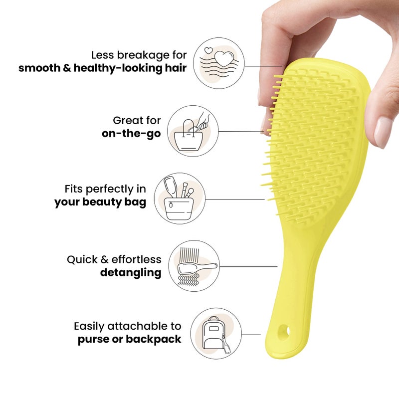 Tangle Teezer Ultimate Detangler Brush, Eliminates Knots & Reduces Breakage, Travel-Size Mini Hair Brush for Straight to Wavy Hair Types, Hyper Yellow - Image 4