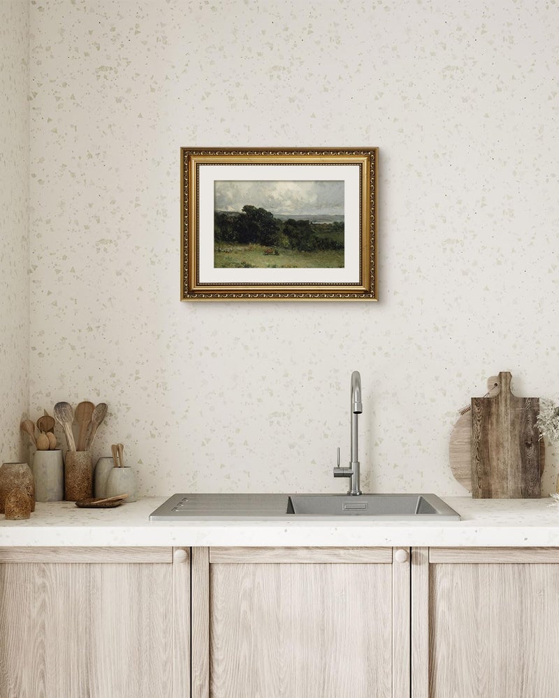ARPEOTCY ARPEOTCY Vintage Gold Framed Wall Art  11x14 Inch Pastures Landscape Retro Picture Paintings  Antique Frame Canvas Artwork  Victorian Picture Photo Frame Wall Decor for Gallery Bathroom Bedroom  - Image 4
