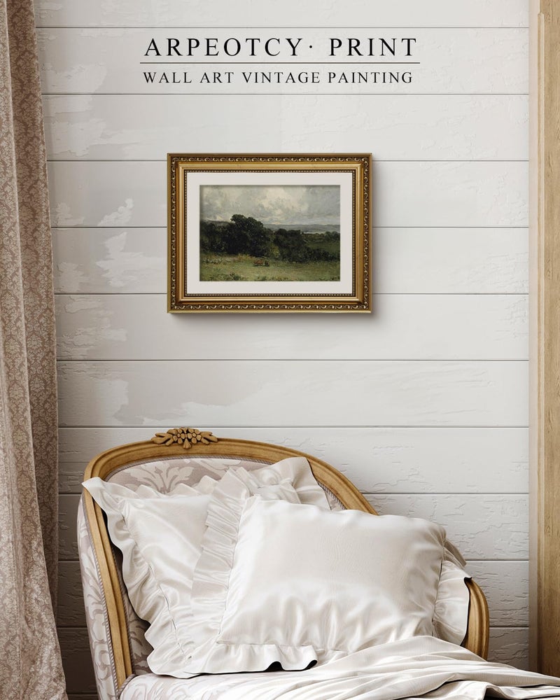 ARPEOTCY ARPEOTCY Vintage Gold Framed Wall Art  11x14 Inch Pastures Landscape Retro Picture Paintings  Antique Frame Canvas Artwork  Victorian Picture Photo Frame Wall Decor for Gallery Bathroom Bedroom  - Image 3
