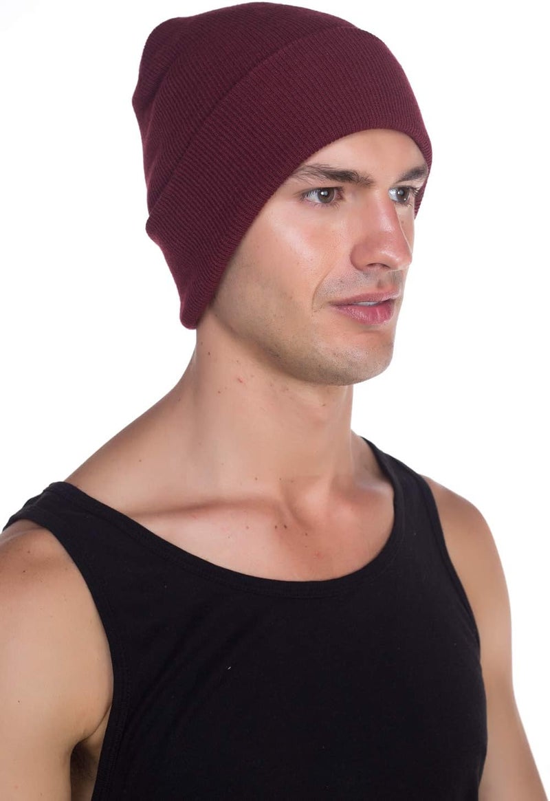 Top Level Beanie Men Women - Unisex Cuffed Plain Skull Knit Hat Cap - Image 2