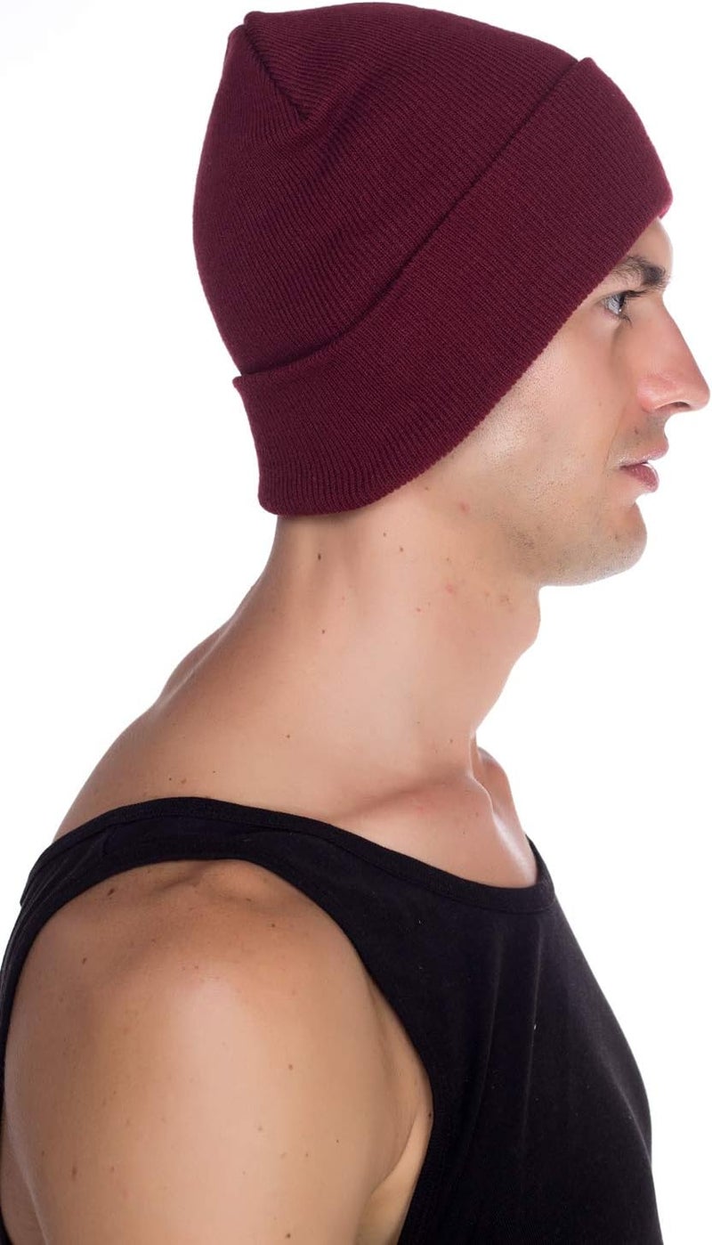 Top Level Beanie Men Women - Unisex Cuffed Plain Skull Knit Hat Cap - Image 5