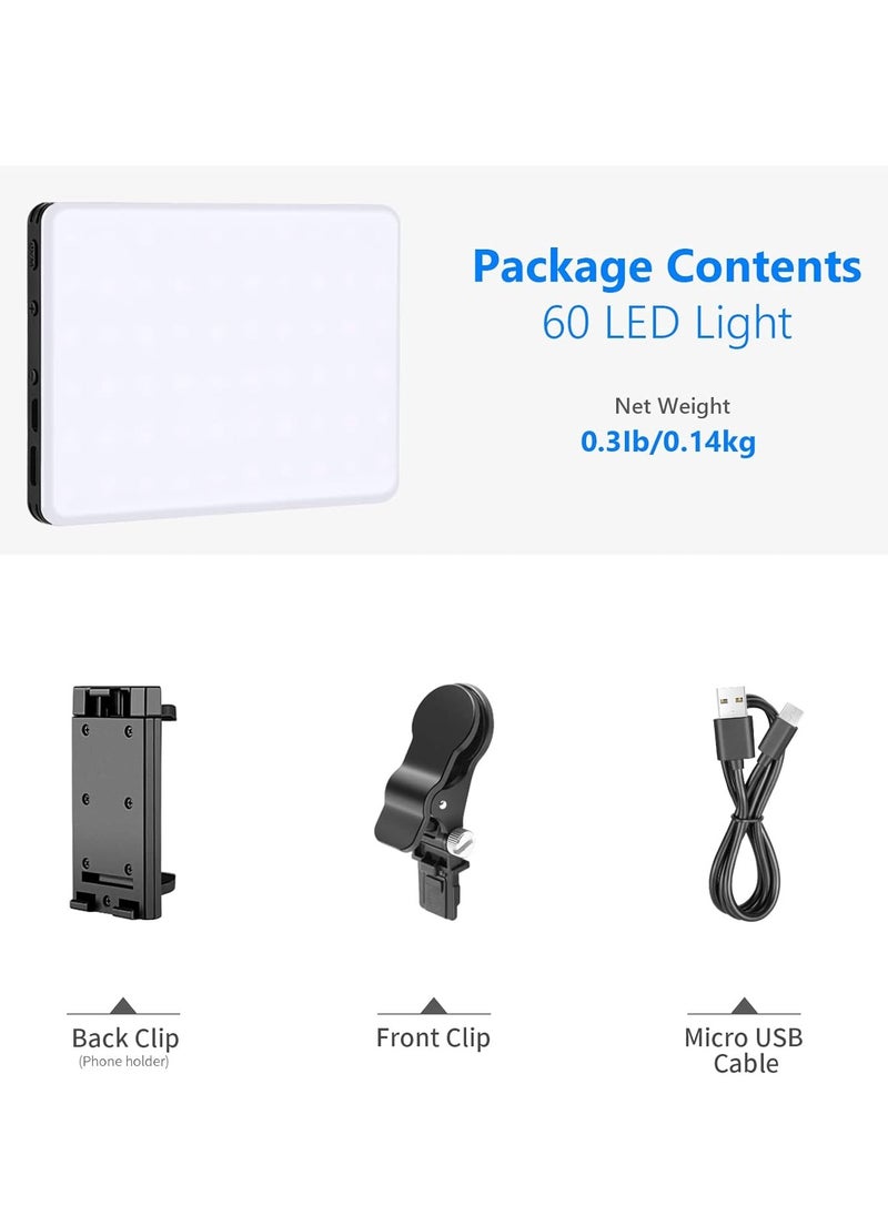 Neewer - NEEWER LED Selfie Light with Front & Back Phone Clip, High Power 60 LED 2000mAh Rechargeable CRI 95+, 3 Light Modes, Portable Clip on Light for Phone/Tablet/Laptop, Zoom Call TikTok Video Fill Light - Image 1