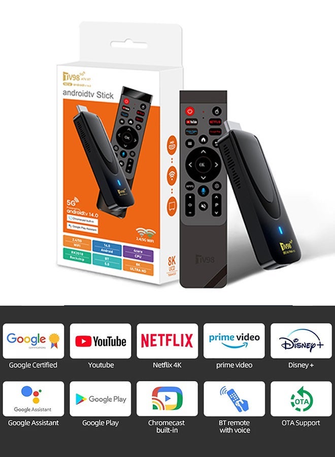 TV98 8K Ultra HD TV Box TV Stick Android 14.0 work with Projector TVs & Mobile Phones,Set Top Box - Image 4