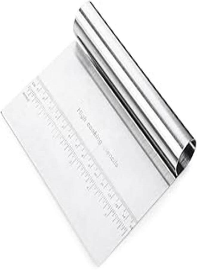 OR Stainless Steel Pizza Dough Scraper Cutter Kitchen Flour Pastry Cake Tool - Silver 