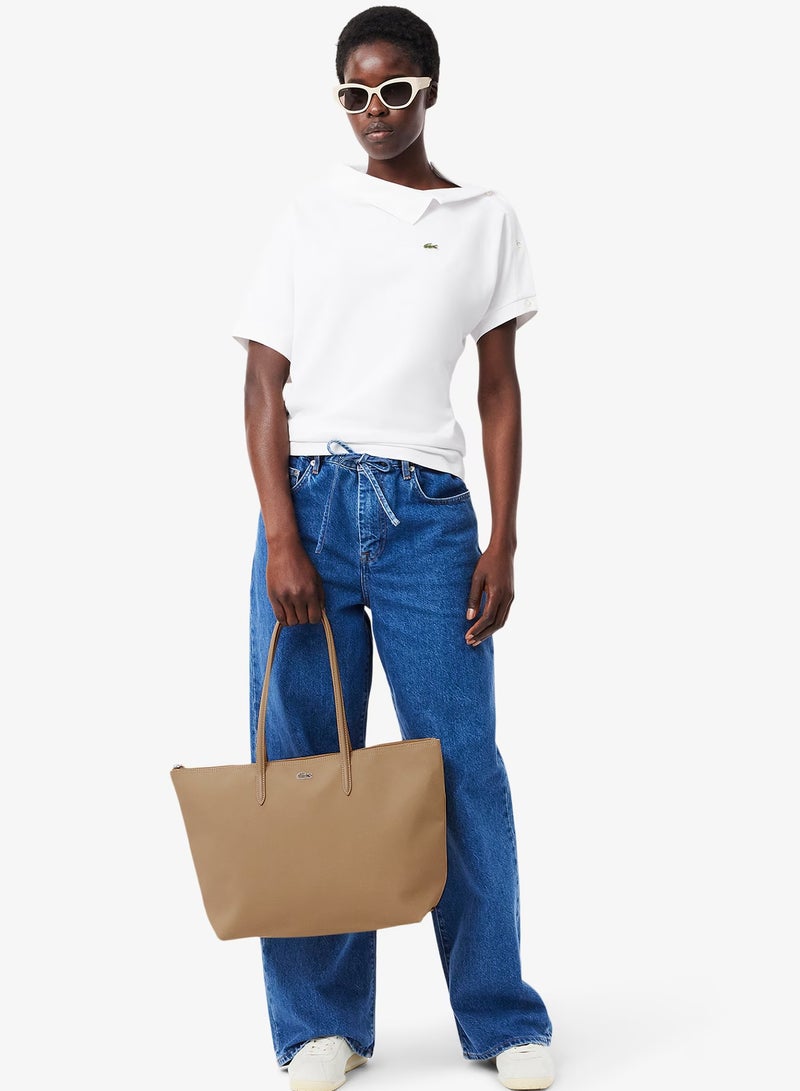 LACOSTE Women's Large 12.12 Concept Zip Tote Bag, Women's Handheld Shoulder Bag, Fashion Versatile Large Capacity Bag, Women's Shopper Tote Bag, 45cm * 30cm * 12cm-Beige - Image 2