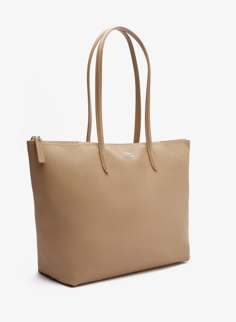 LACOSTE Women's Large 12.12 Concept Zip Tote Bag, Women's Handheld Shoulder Bag, Fashion Versatile Large Capacity Bag, Women's Shopper Tote Bag, 45cm * 30cm * 12cm-Beige - Image 4