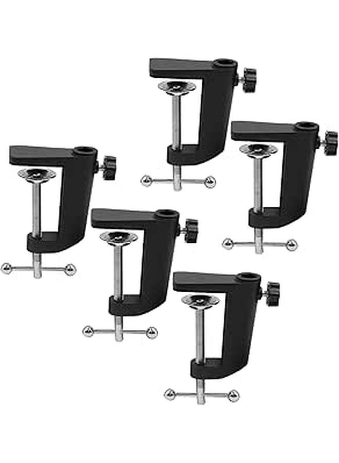 Adjustable Microphone Desk Mount Clamp Stand Black Aluminum Base Home Studio Broadcasting Podcast - Image 1