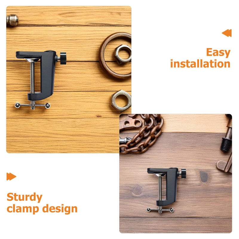 Adjustable Microphone Desk Mount Clamp Stand Black Aluminum Base Home Studio Broadcasting Podcast - Image 4
