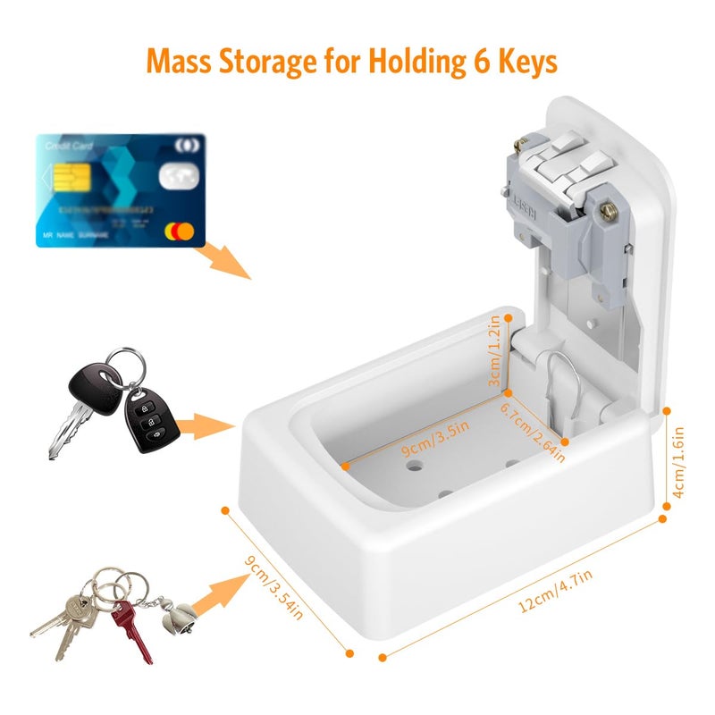 Fayleeko Key Lock Box Wall Mounted, Fayleeko 4 Digit Combination Lockbox for Outside, House Keys - 5 Keys Capacity, Key Safe Security Storage Lock Box for Indoor, Outdoor, Garage, Garden, Store (White, 1Pack) - Image 4