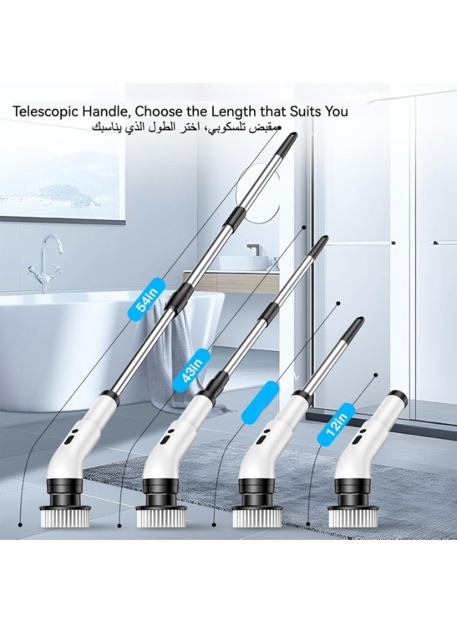 9-in1-Electric Spin Scrubber - Electric Scrubber for Cleaning with 7 Replaceable Heads - Full-Body IPX6 Waterproof Tub Scrubber with Long Handle - 2 Speeds Electric Brush Cleaner for Bathroom, Tile, Sink, Car & More  - Image 3
