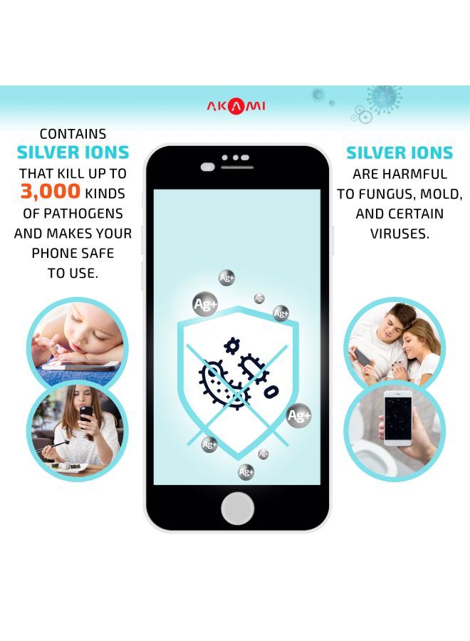 NIBEMINENT Tempered Glass Screen Protector For Apple iPhone SE 2020 Black/Clear - Image 2