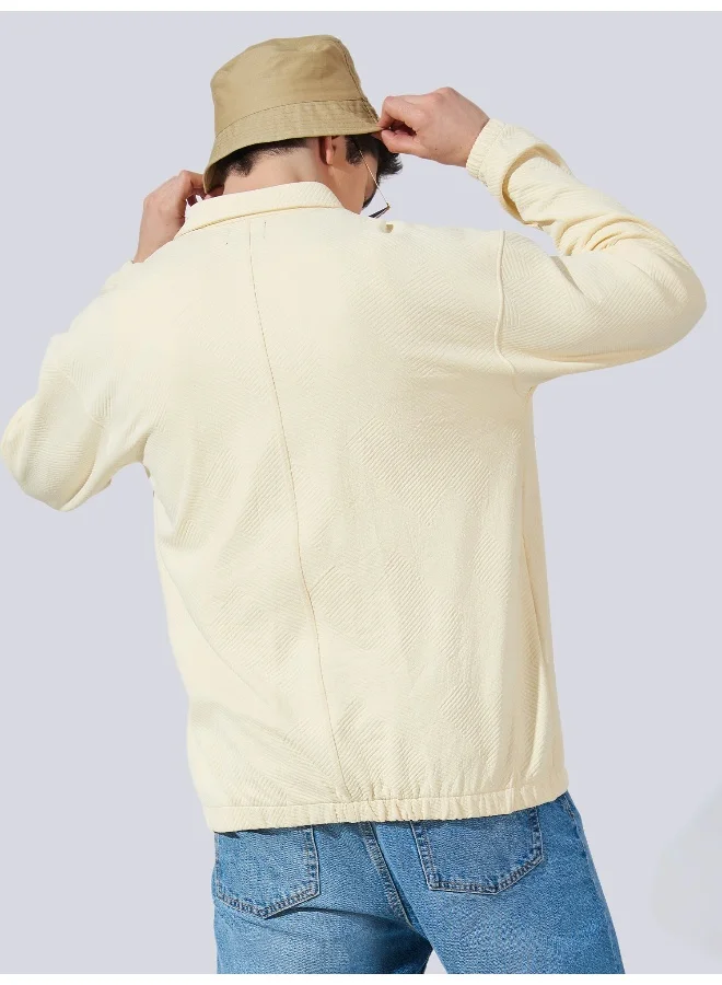 Maniac  Maniac Mens Collared Neck Fullsleeve Half White 2Pockets Polyester Fleece Regular fit Shacket for Men | Best Price UAE