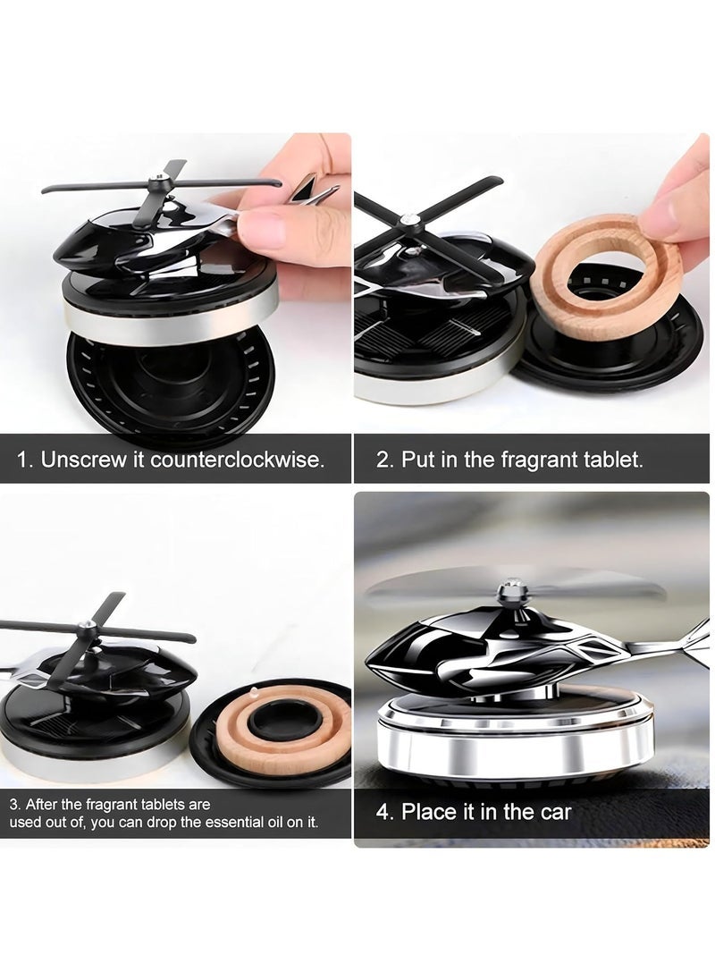 TIGER Car Accessories Interior – Helicopter Solar Energy Rotating Aromatherapy Air Freshener for Car and Home, Silver Aviation Alloy Diffuser, Car Perfume and Car Fragrance - Image 4