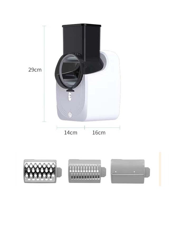 Generic - 3-In-1 Electric Rotary Cheese Grater Stainless Steel, Electric Vegetable Cutter Slicer Chopper, Multifunctional Vegetable Cutter Shredder Slicer For Zucchini Fries Fruit Vegetable Salad White - Image 1