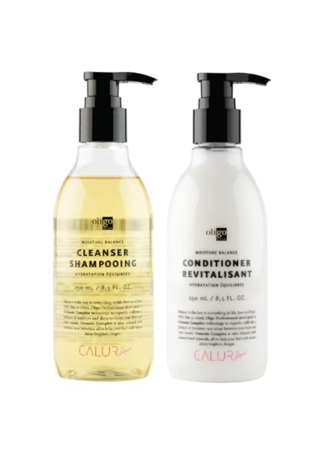 Oligo Professionnel Calura Moisture Balance Cleanser Conditioner Sulfate free Vegan Paraben free Color safe Shine Hydrating formula for dry hair 85oz DUO BUNDLE - Image 1