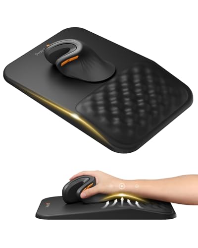 ProtoArc MP50 Ergonomic Mouse Pad with Wrist Rest, PU Leather Mousepad with Massage Design, Soft Memory Foam and Non-Slip PU Base for Pain Relief, Desk, Home, Office, 12x8 Inches, Black - Image 1