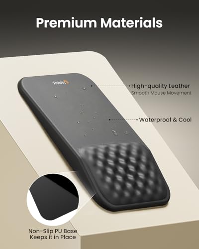ProtoArc MP50 Ergonomic Mouse Pad with Wrist Rest, PU Leather Mousepad with Massage Design, Soft Memory Foam and Non-Slip PU Base for Pain Relief, Desk, Home, Office, 12x8 Inches, Black - Image 2