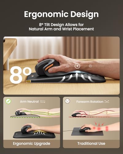 ProtoArc MP50 Ergonomic Mouse Pad with Wrist Rest, PU Leather Mousepad with Massage Design, Soft Memory Foam and Non-Slip PU Base for Pain Relief, Desk, Home, Office, 12x8 Inches, Black - Image 3