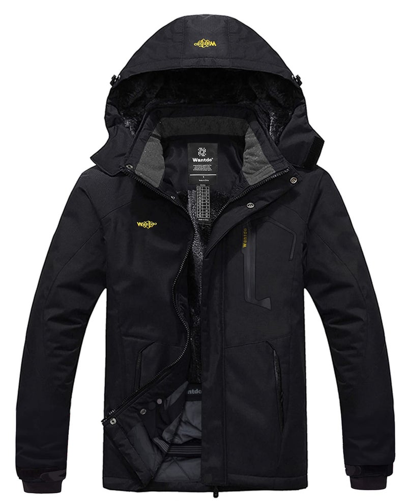Wantdo Men's Waterproof Mountain Jacket Fleece Windproof Ski Jacket US XL Black XL - Image 1