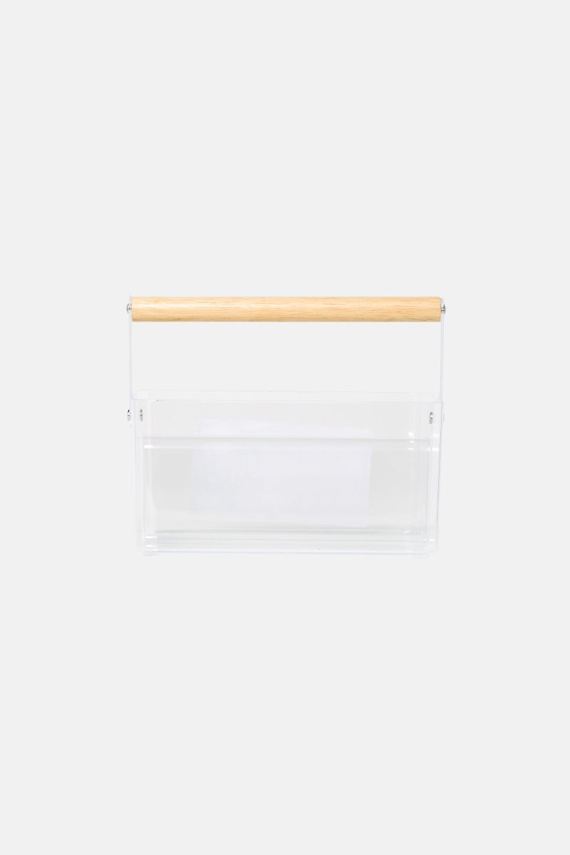 Oasis Home Cosmetic Caddy With Bamboo Handle, Tranparent - Image 1