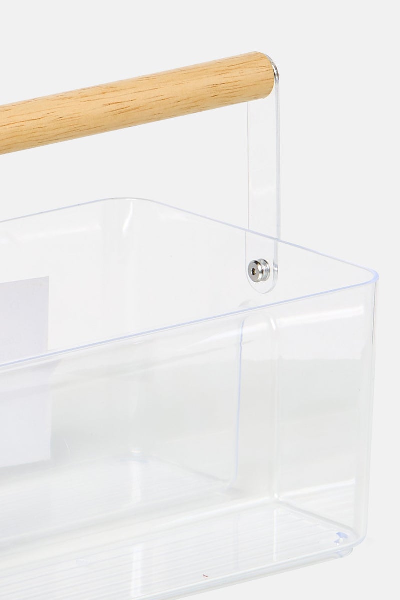 Oasis Home Cosmetic Caddy With Bamboo Handle, Tranparent - Image 4