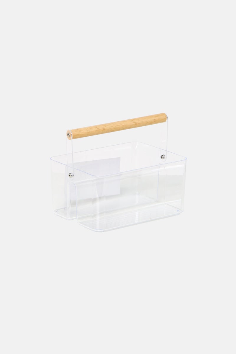 Oasis Home Cosmetic Caddy With Bamboo Handle, Tranparent - Image 3