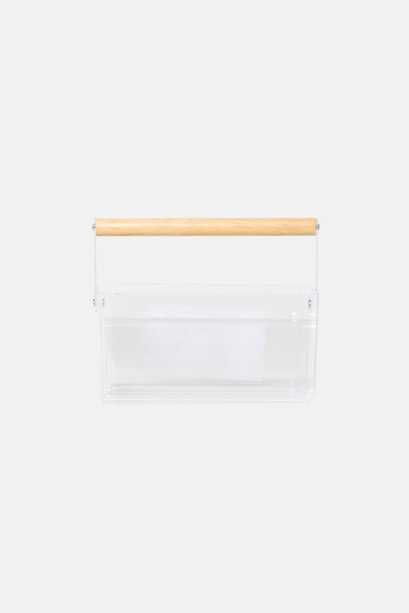 Oasis Home Cosmetic Caddy With Bamboo Handle, Tranparent - Image 2