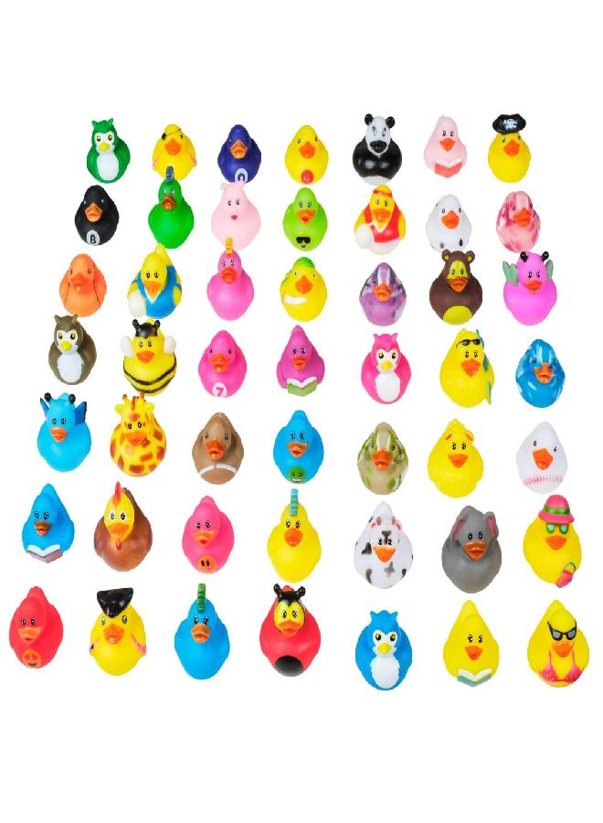 Kicko Assorted Rubber Ducks in Bulk - 25 Pack - 2 Inches- for Kids, Sensory Play, Stress Relief, Stocking Stuffers, Classroom Prizes, Decorations, Supplies, Holidays, Pinata Filler, and Rewards - Image 1