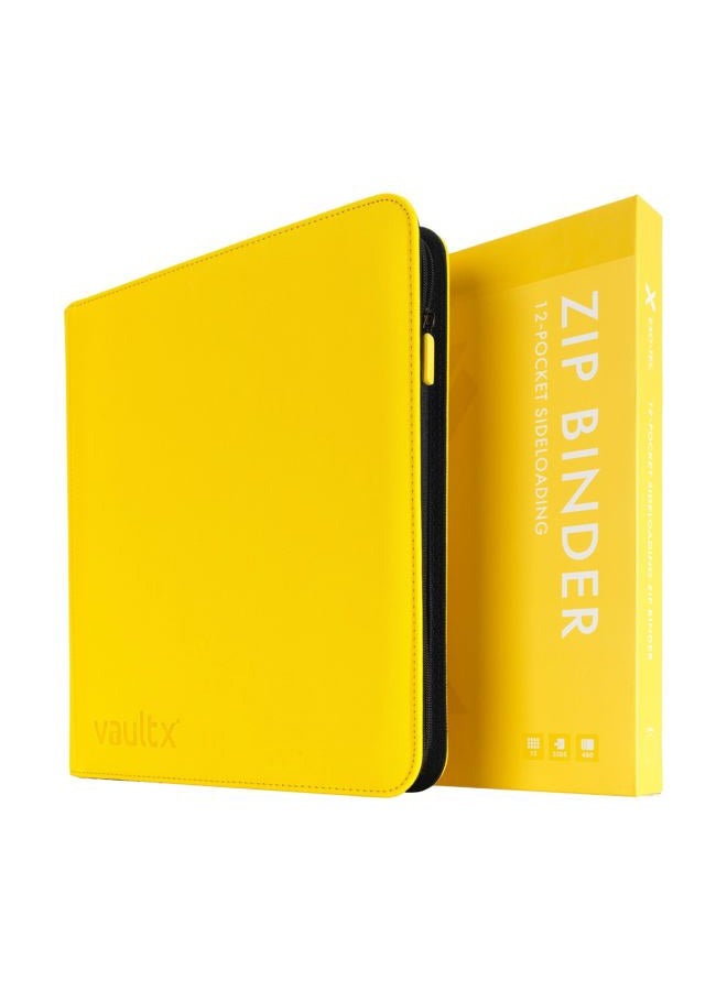 Vault X 12 Pocket Trading Card Zip Binder - 480 cards, Premium Exo-Tec Album Material, 20 Side-Loading Pages, Folder for Collectible Card Games, Sports, TCG (Yellow) - Image 1
