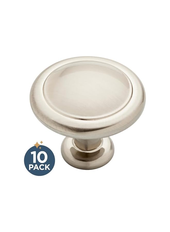 promass Round Ringed Kitchen Cabinet Knobs Or Drawer Knobs 1-1/4" (32mm), 10-Pack Satin Nickel Cabinet Hardware P35597K-Sn-B - Image 2