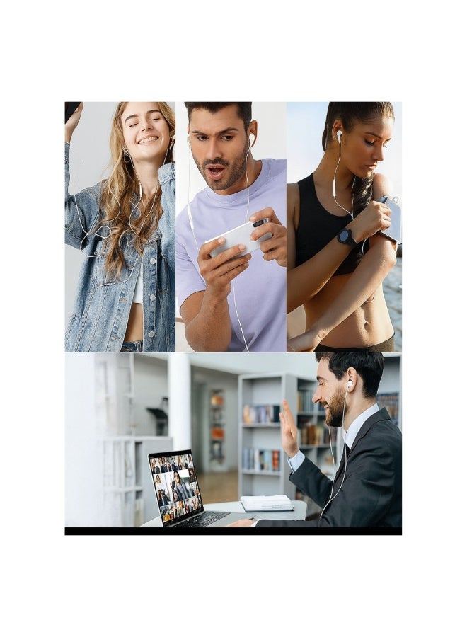 سماعة أذن سلكية بمنفذ لايتنينج مع ميكروفون وتحكم في الصوت، متوافقة مع آيفون 14/13/12/11/X/8، صوت عالي الجودة، أبيض - Image 5