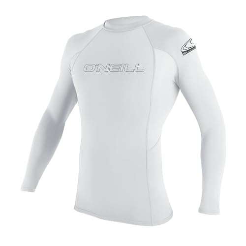 O'NEILL ONeill Mens Basic Skins UPF 50 Long Sleeve Rash Guard White S - Image 1