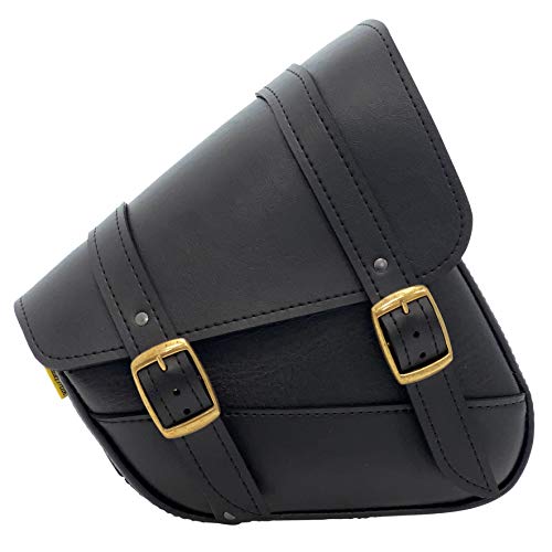 Dowco حقيبة ديوكو ويلي وماكس براس مونكي السوداء لدراجة نارية - دوال شوك - سبورتستر - 59778-08 سوداء مع مشابك نحاسية، 10.5" × 11.5" × 4.5" - Image 1