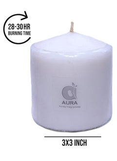 AURA Aura 3x3 Round Pillar Candles for Home Décor and Diwali Gifts(Set of 4)- White  - Image 2