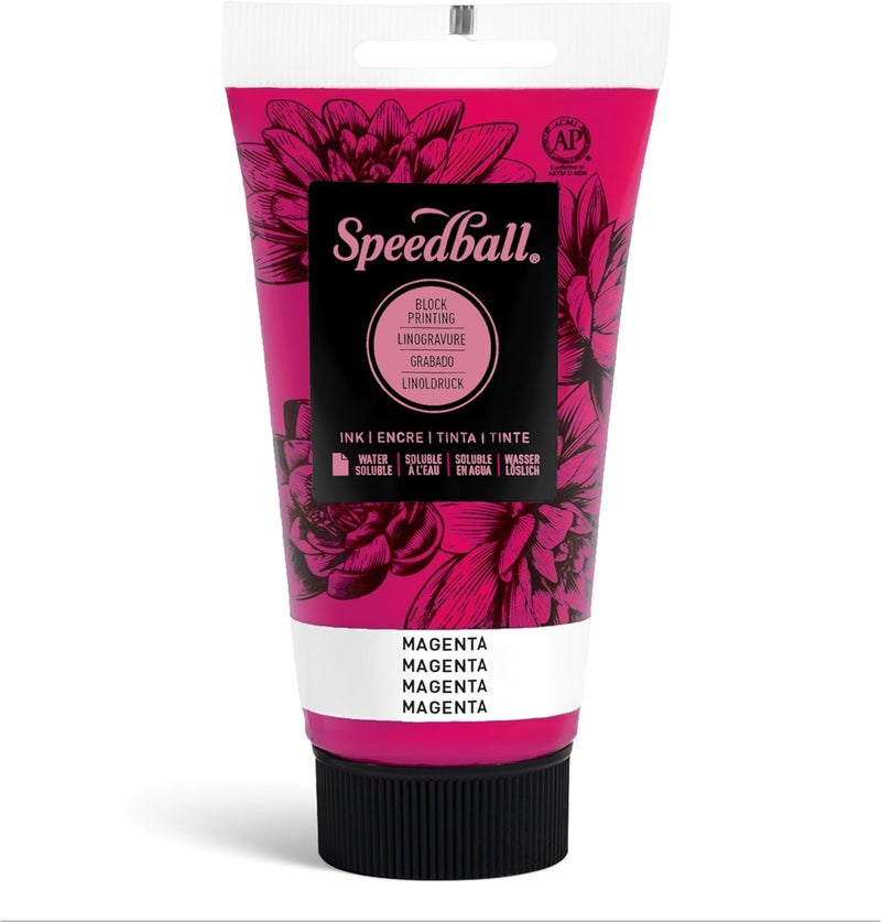 Speedball Water-Soluble Block Printing Ink, 2.5-Ounce Tube in Magenta - Image 1