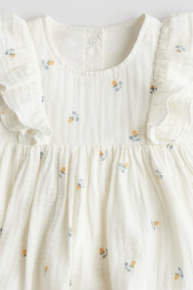 اتش اند ام طقم موسلين من قطعتين بنقوش