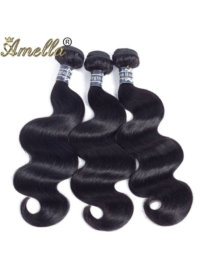 Amella Hair Brazilian Virgin Remy Body Wave Bundles with T Part Closure 4x0.75 Middle Part(12 14 16+12) 8A Body Wave Human Hair 3 Bundles with Closure T-Part Lace Closure Human Hair for Black Women - Image 2