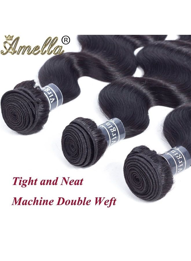 Amella Hair Brazilian Virgin Remy Body Wave Bundles with T Part Closure 4x0.75 Middle Part(12 14 16+12) 8A Body Wave Human Hair 3 Bundles with Closure T-Part Lace Closure Human Hair for Black Women - Image 4