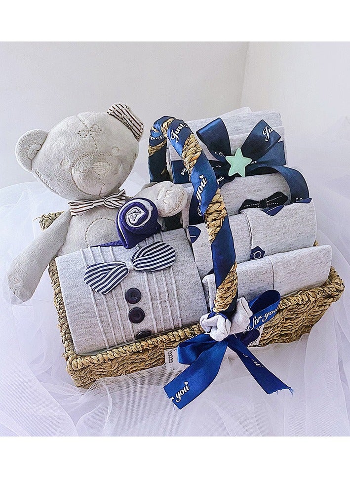 Baby Giftset for New born with Rompers and shoes in suitcase in college theme FOR bOY 6month - 9 month - Image 1