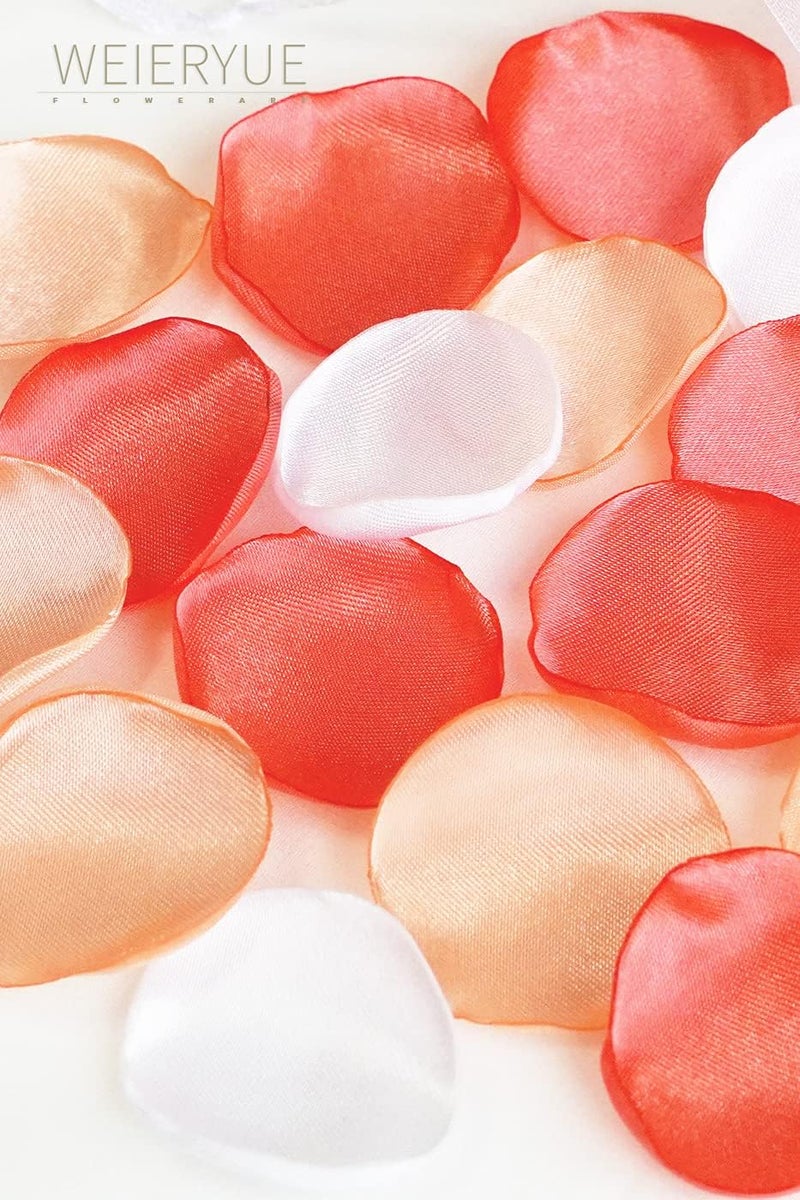 WEIERYUE 300PCS Silk Rose Petals,Beautiful Realistic Scatter Rose Petals Romantic Night Decoration,Mixed Color Artificial Flowers Petals,Wedding Table Confetti Party Favors Decoration - Image 3