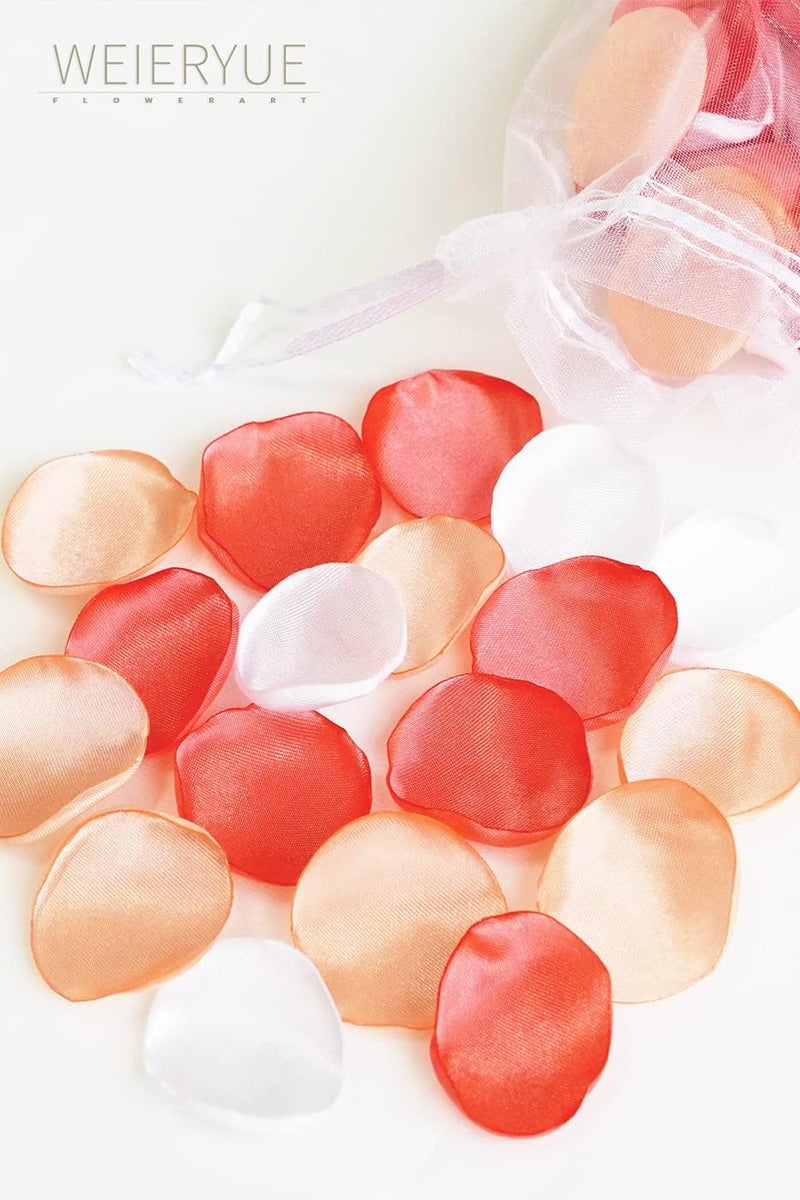 WEIERYUE 300PCS Silk Rose Petals,Beautiful Realistic Scatter Rose Petals Romantic Night Decoration,Mixed Color Artificial Flowers Petals,Wedding Table Confetti Party Favors Decoration - Image 2