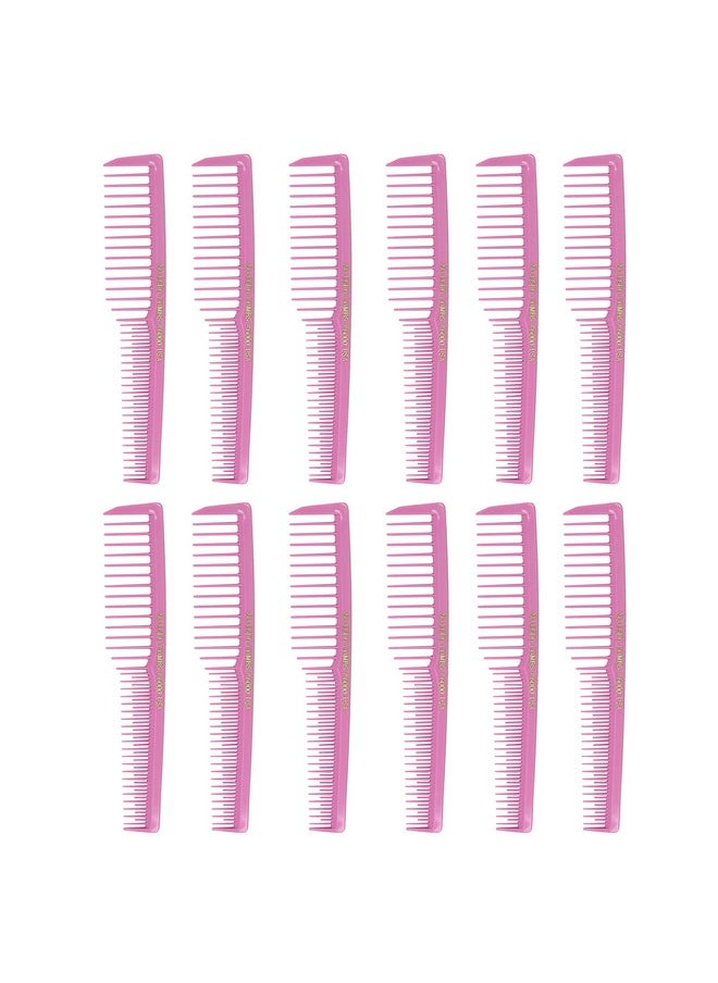 Allegro Combs Allegro Combs 6000 Wide Tooth Teasing Lift Vented Hair Combs Space Tooth Barber Stylist Curly Hair Parting Fresh Mix 12 Pc. (Deep Pink)  - Image 1
