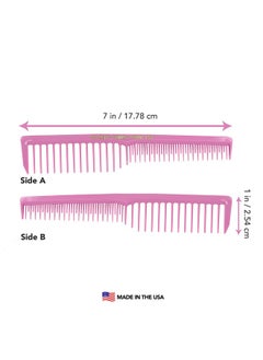 Allegro Combs Allegro Combs 6000 Wide Tooth Teasing Lift Vented Hair Combs Space Tooth Barber Stylist Curly Hair Parting Fresh Mix 12 Pc. (Deep Pink)  - Image 3