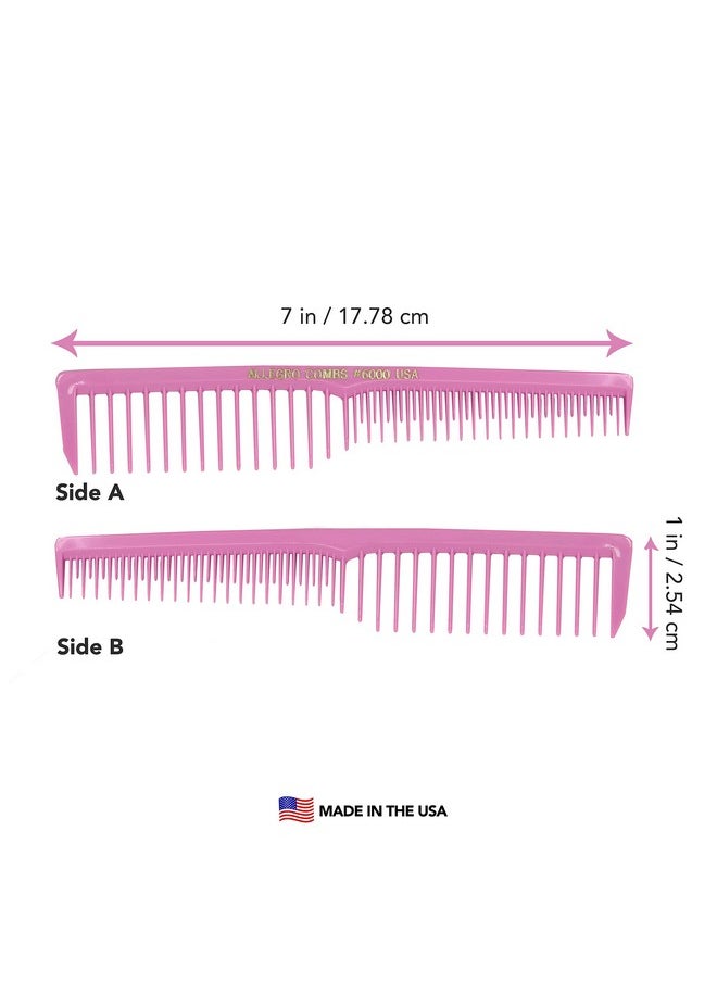 Allegro Combs Allegro Combs 6000 Wide Tooth Teasing Lift Vented Hair Combs Space Tooth Barber Stylist Curly Hair Parting Fresh Mix 12 Pc. (Deep Pink)  - Image 3
