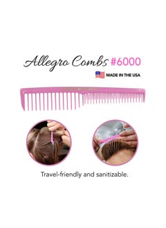 Allegro Combs Allegro Combs 6000 Wide Tooth Teasing Lift Vented Hair Combs Space Tooth Barber Stylist Curly Hair Parting Fresh Mix 12 Pc. (Deep Pink)  - Image 4