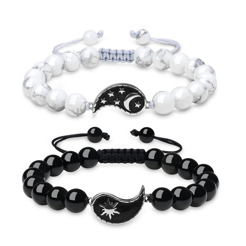 COAI Yin Yang My Sun and Stars Moon of My Life Onyx Obsidian Stone Bracelets for Couples - Image 1