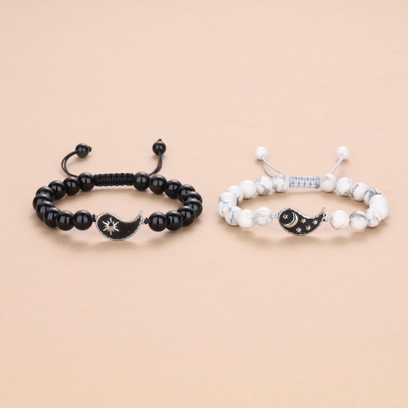COAI Yin Yang My Sun and Stars Moon of My Life Onyx Obsidian Stone Bracelets for Couples - Image 3