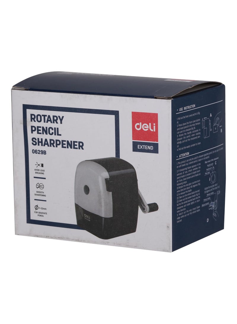 Deli E0629B Rotary Pencil Sharpener with Adjustable Tip  Extra Sharp Blade, Desk Bracket, for Regular & Jumbo Pencils - Image 1