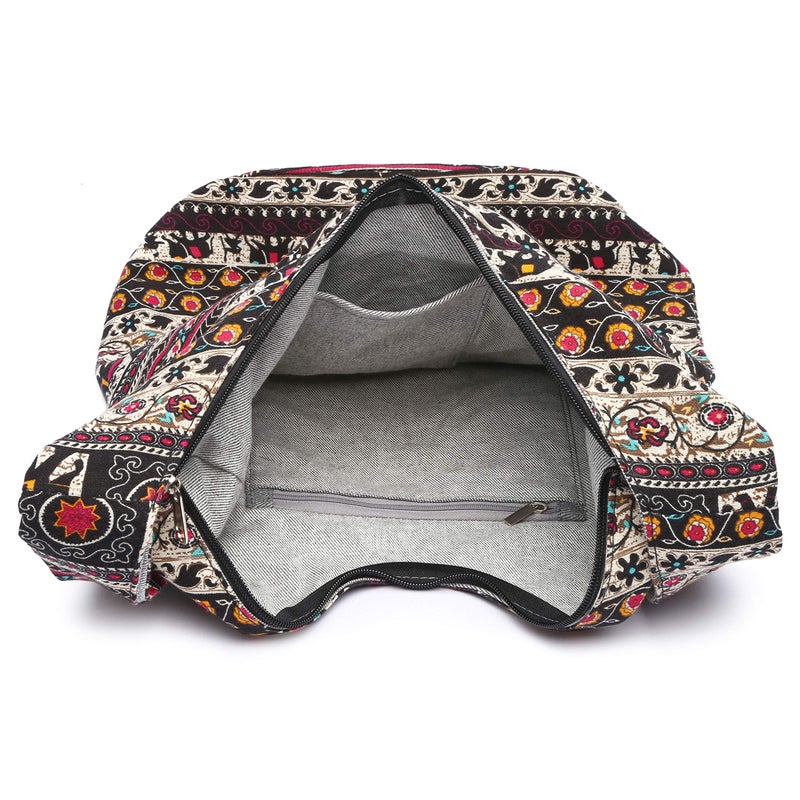 Coton Pose Women Shoulder Handbags Fashion canvas Hippie Crossbody Bags Bohemian Animal Prints Hobo Bags (Brown elephant) - Image 5